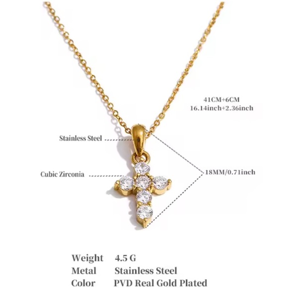 Elegant Gold Cross Pendant Necklace - Picture 2 of 2
